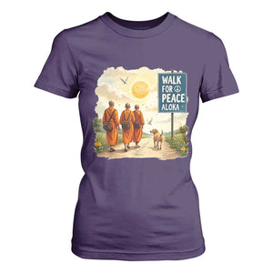 Walk For Peace Aloka the Dog and Monks T Shirt For Women TS02 Purple Print Your Wear