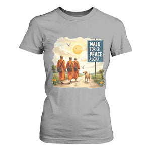 Walk For Peace Aloka the Dog and Monks T Shirt For Women TS02 Sport Gray Print Your Wear