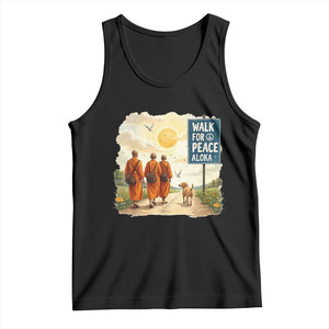 Walk For Peace Aloka the Dog and Monks Tank Top TS02 Black Print Your Wear