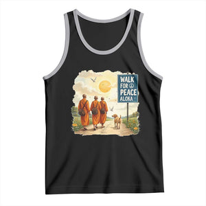 Walk For Peace Aloka the Dog and Monks Tank Top TS02 Black Athletic Heather Print Your Wear