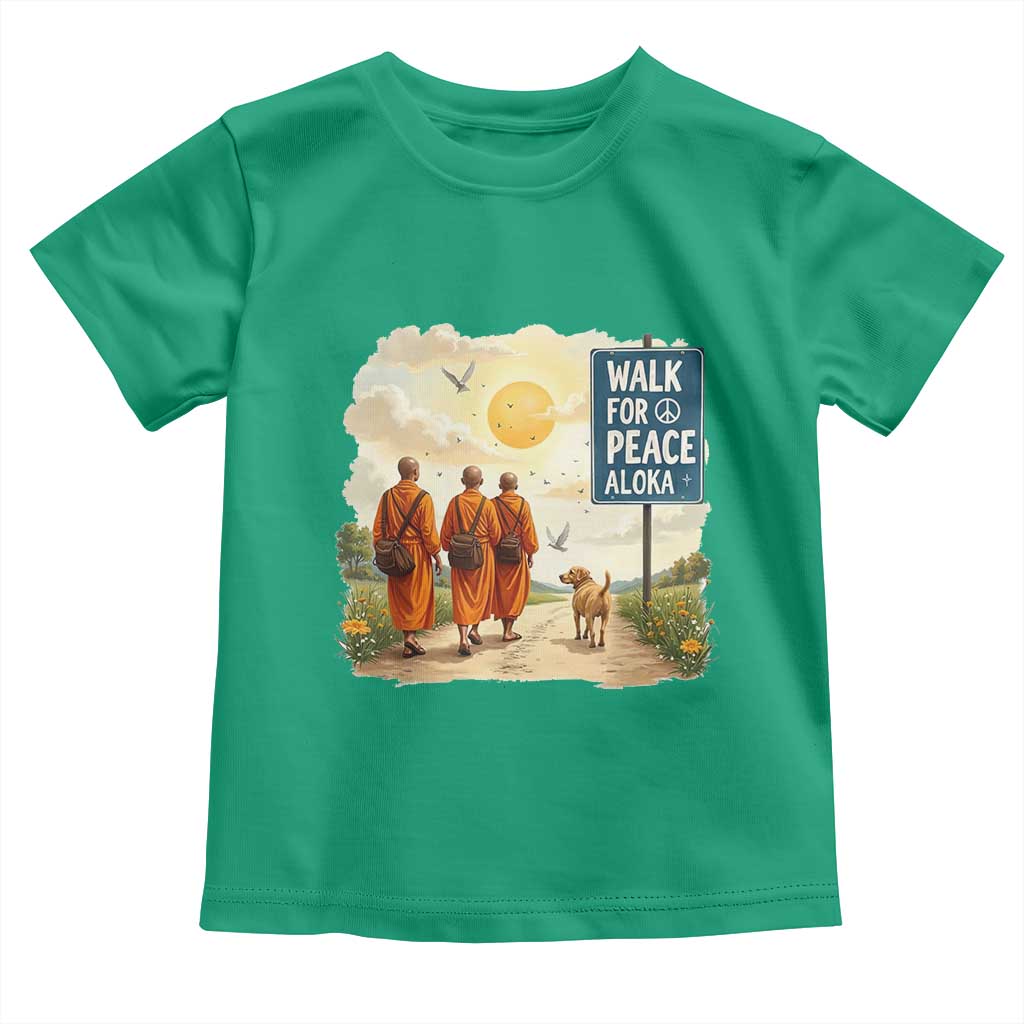 Walk For Peace Aloka the Dog and Monks Toddler T Shirt TS02 Irish Green Print Your Wear