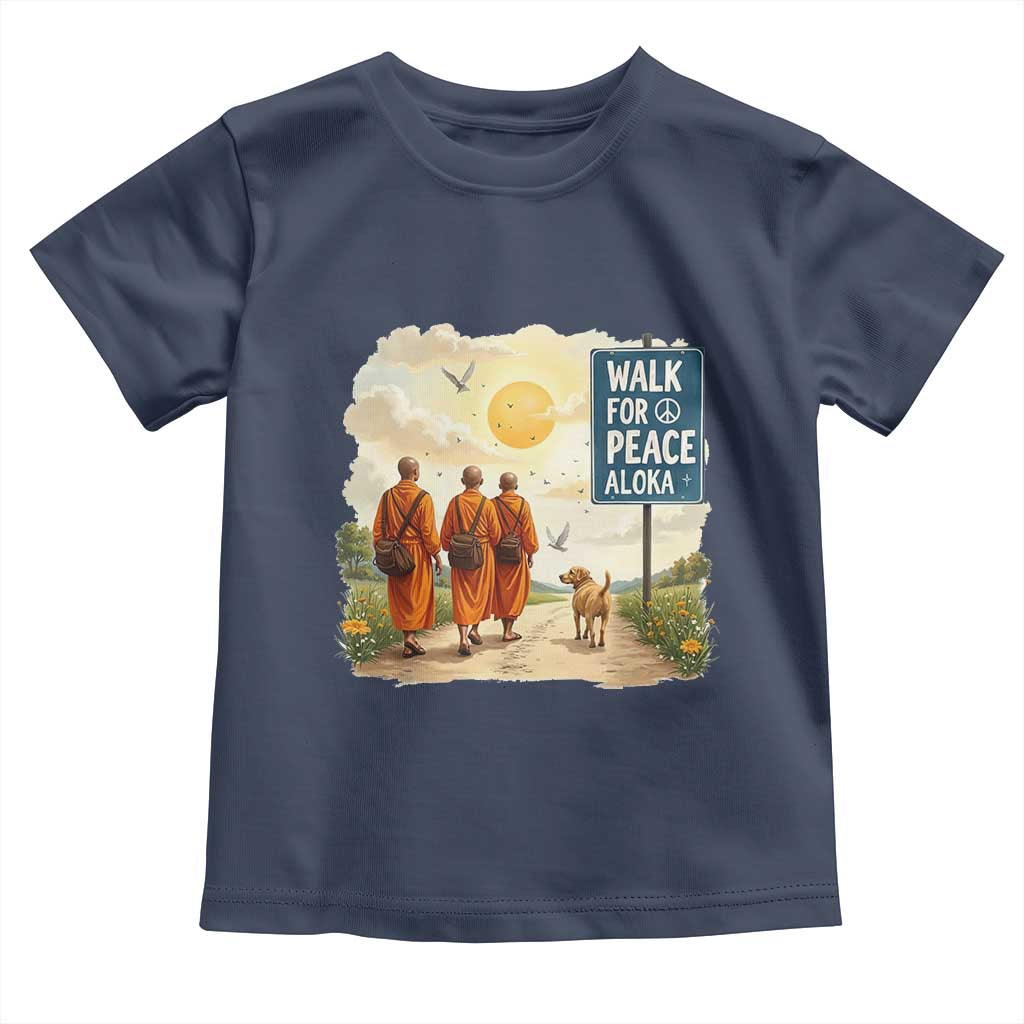 Walk For Peace Aloka the Dog and Monks Toddler T Shirt TS02 Navy Print Your Wear