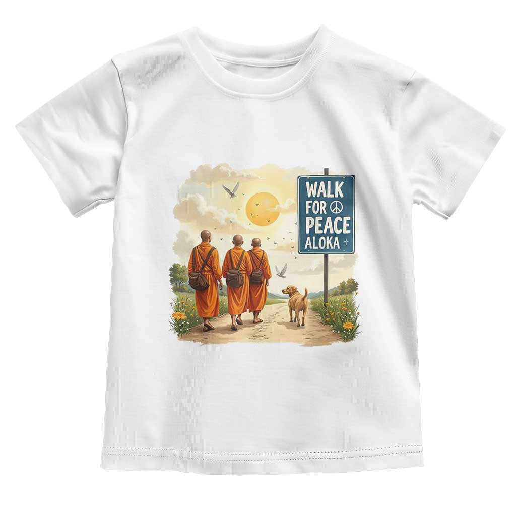 Walk For Peace Aloka the Dog and Monks Toddler T Shirt TS02 White Print Your Wear