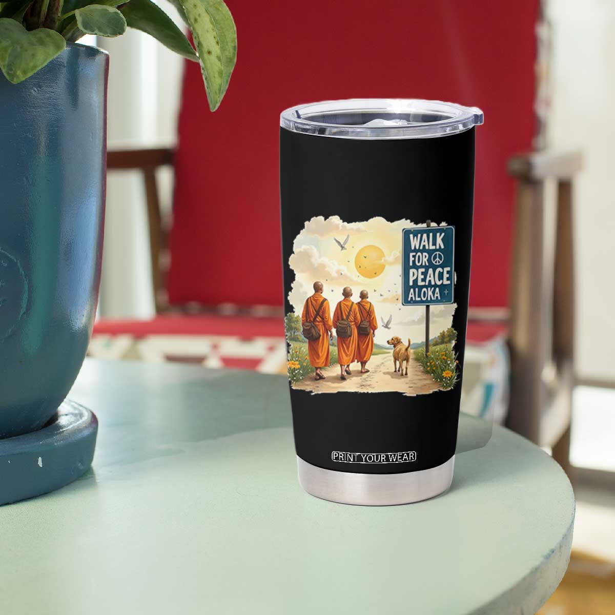Walk For Peace Aloka the Dog and Monks Tumbler Cup TS02 Print Your Wear