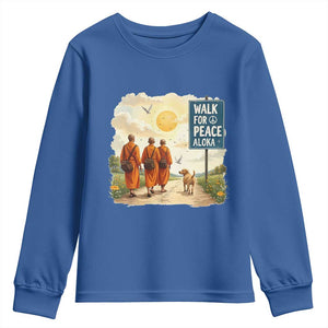Walk For Peace Aloka the Dog and Monks Youth Sweatshirt TS02 Royal Blue Print Your Wear