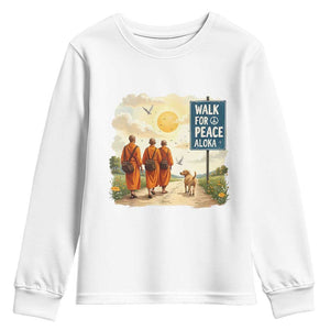 Walk For Peace Aloka the Dog and Monks Youth Sweatshirt TS02 White Print Your Wear