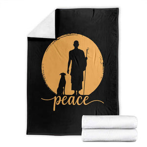 Monk and Dog Silhouette Peace Throw Blanket Spiritual Walk for Peace Sunset TS02 Black Print Your Wear
