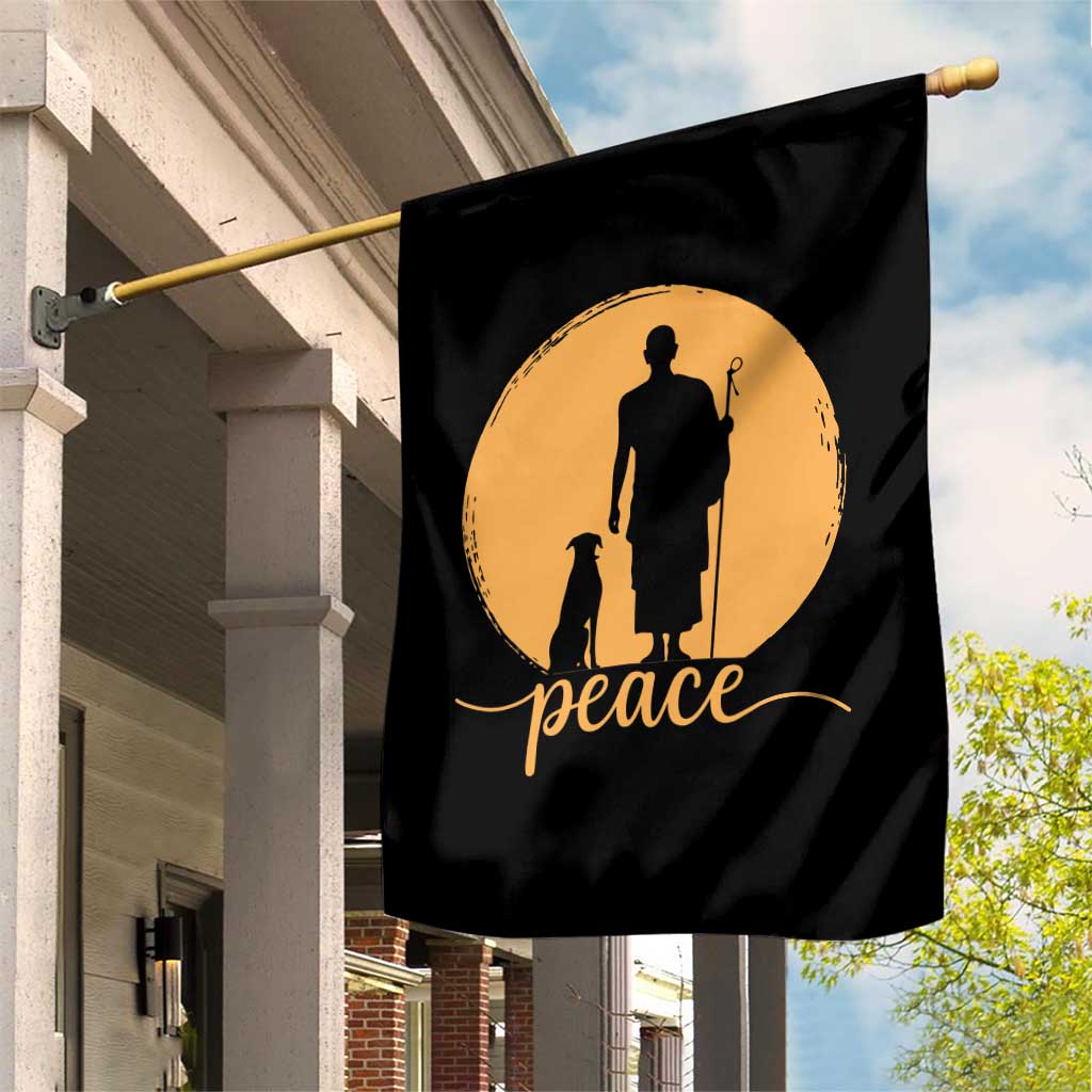 Monk and Dog Silhouette Peace Garden Flag Spiritual Walk for Peace Sunset TS02 Print Your Wear