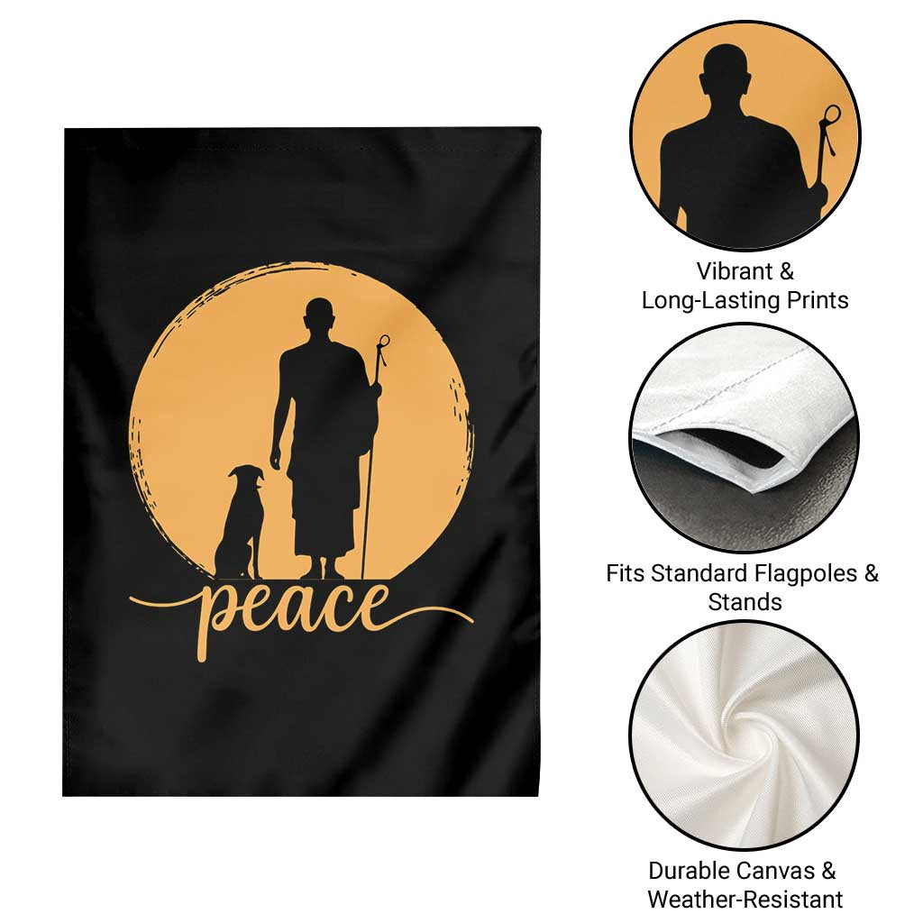 Monk and Dog Silhouette Peace Garden Flag Spiritual Walk for Peace Sunset TS02 Print Your Wear