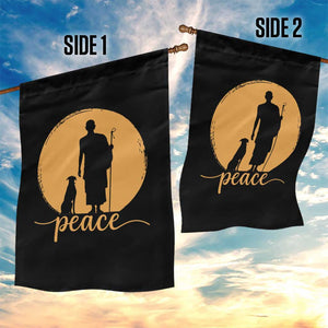 Monk and Dog Silhouette Peace Garden Flag Spiritual Walk for Peace Sunset TS02 Print Your Wear