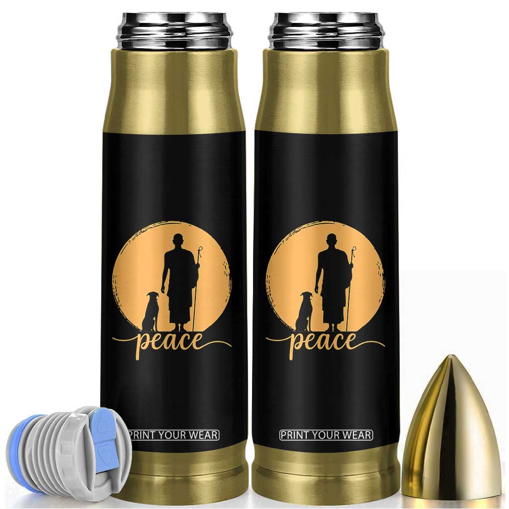 Monk and Dog Silhouette Peace Bullet Tumbler Spiritual Walk for Peace Sunset TS02 Black Print Your Wear