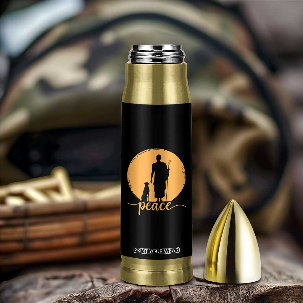 Monk and Dog Silhouette Peace Bullet Tumbler Spiritual Walk for Peace Sunset TS02 Print Your Wear