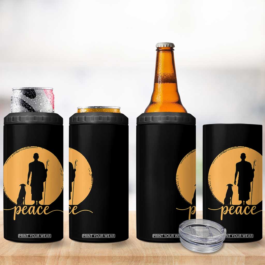 Monk and Dog Silhouette Peace 4 in 1 Can Cooler Tumbler Spiritual Walk for Peace Sunset TS02 Print Your Wear