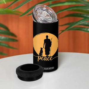 Monk and Dog Silhouette Peace 4 in 1 Can Cooler Tumbler Spiritual Walk for Peace Sunset TS02 Print Your Wear