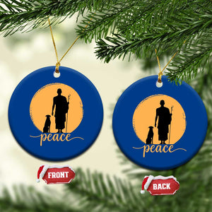 Monk and Dog Silhouette Peace Ceramic Ornament Spiritual Walk for Peace Sunset TS02 1pc Blue Print Your Wear