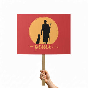 Monk and Dog Silhouette Peace Protest Sign Spiritual Walk for Peace Sunset TS02 Horizontal 18" × 24" Red Print Your Wear