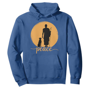 Monk and Dog Silhouette Peace Hoodie Spiritual Walk for Peace Sunset TS02 Royal Blue Print Your Wear