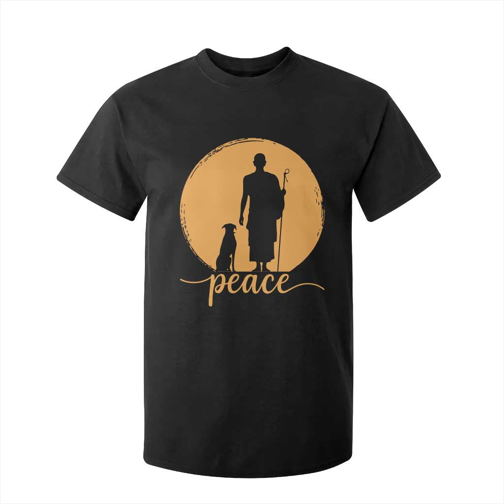 Monk and Dog Silhouette Peace T Shirt For Kid Spiritual Walk for Peace Sunset TS02 Black Print Your Wear