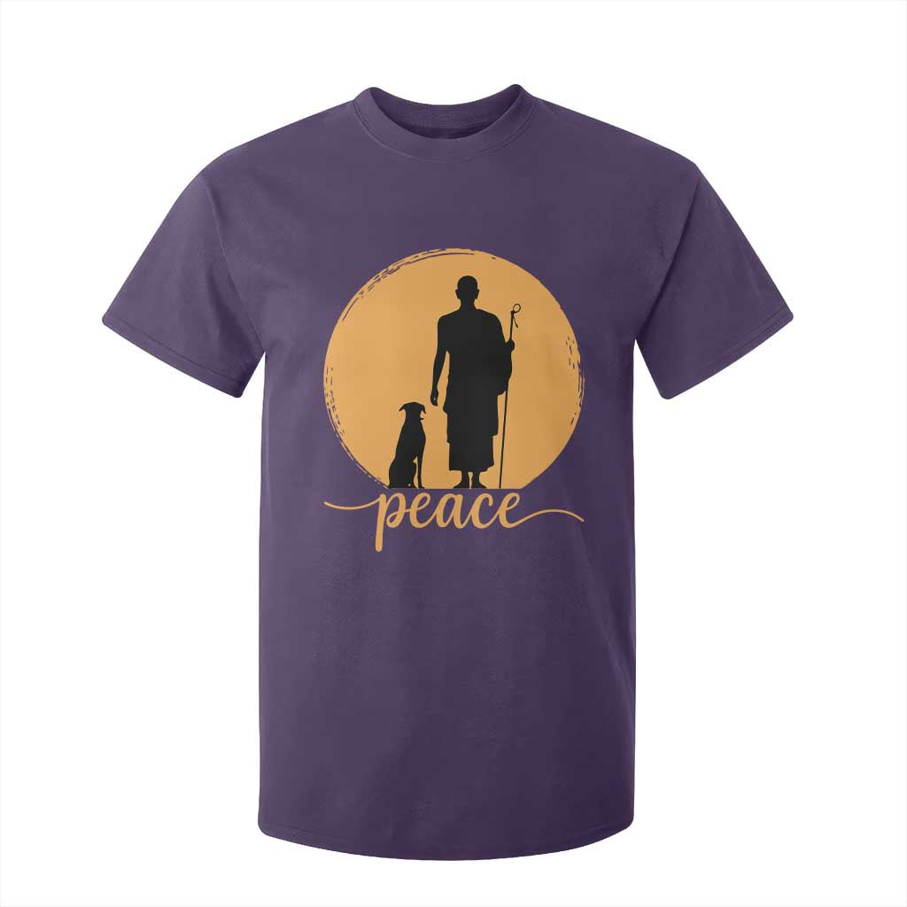 Monk and Dog Silhouette Peace T Shirt For Kid Spiritual Walk for Peace Sunset TS02 Purple Print Your Wear