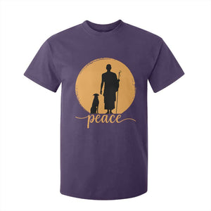 Monk and Dog Silhouette Peace T Shirt For Kid Spiritual Walk for Peace Sunset TS02 Purple Print Your Wear
