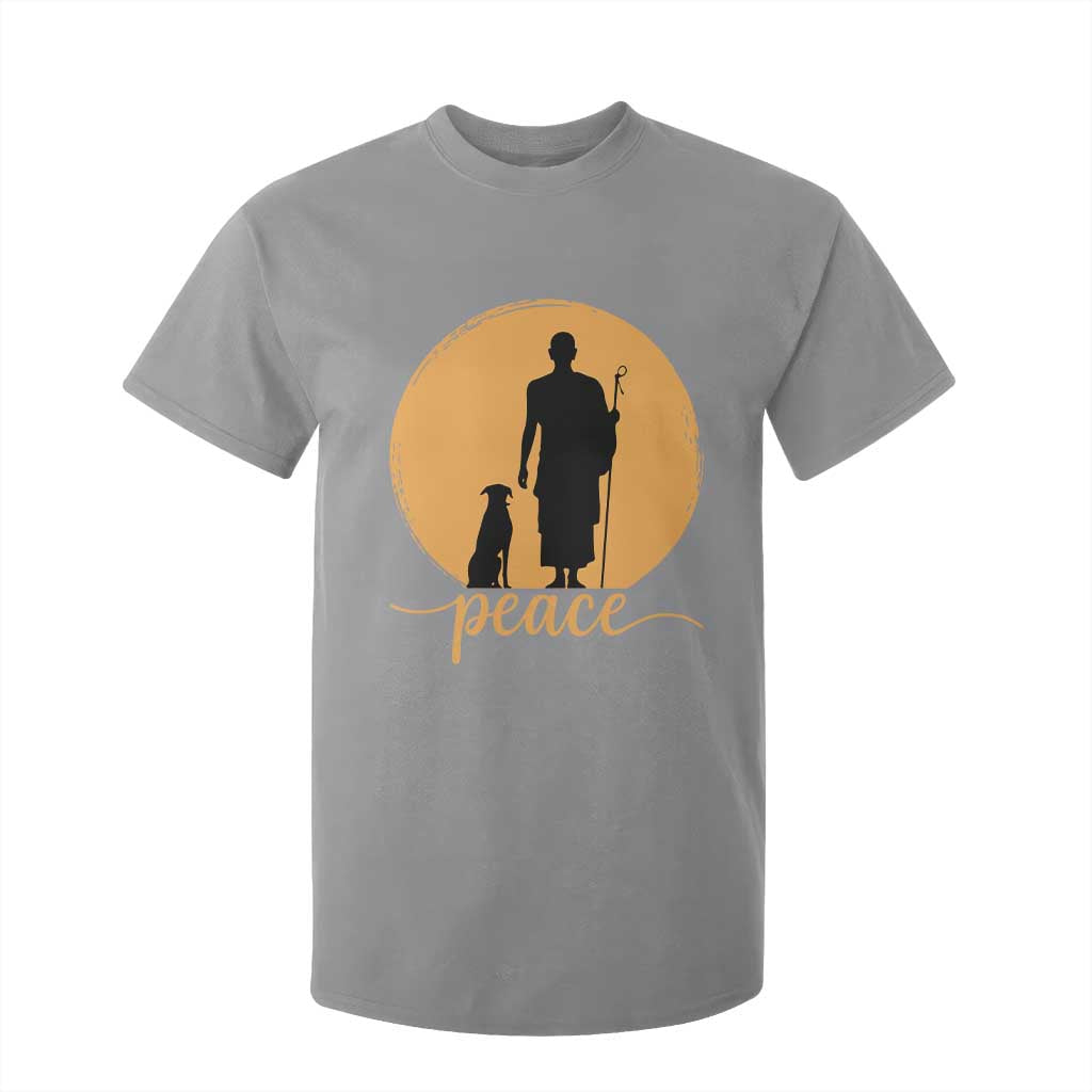 Monk and Dog Silhouette Peace T Shirt For Kid Spiritual Walk for Peace Sunset TS02 Sport Gray Print Your Wear