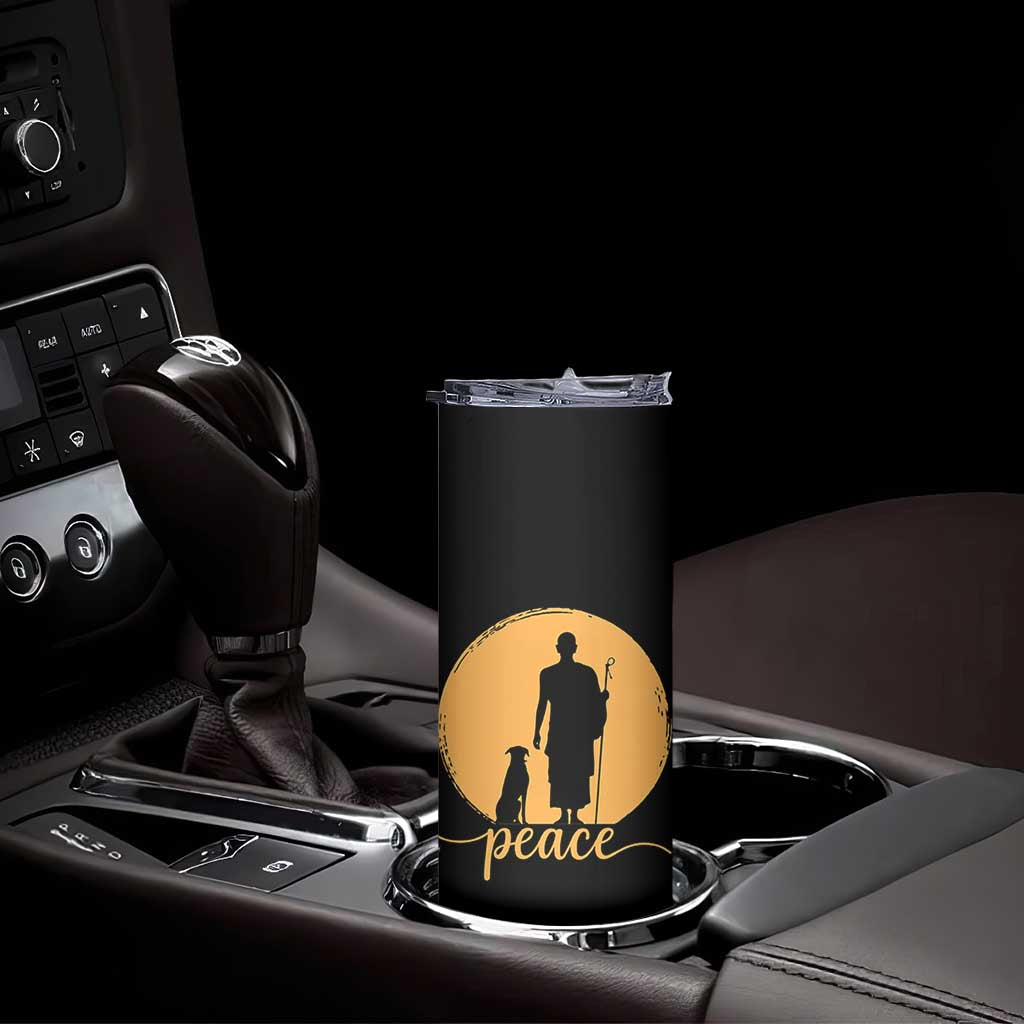 Monk and Dog Silhouette Peace Skinny Tumbler Spiritual Walk for Peace Sunset TS02 Print Your Wear