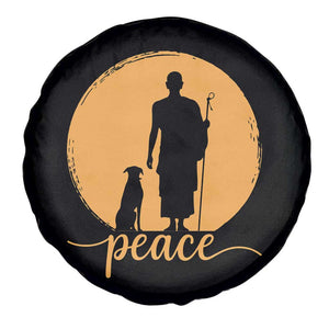 Monk and Dog Silhouette Peace Spare Tire Cover Spiritual Walk for Peace Sunset TS02 Print Your Wear
