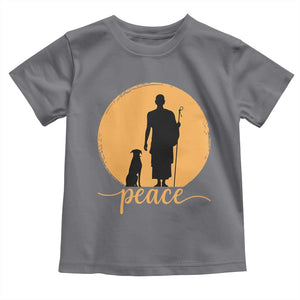 Monk and Dog Silhouette Peace Toddler T Shirt Spiritual Walk for Peace Sunset TS02 Charcoal Print Your Wear