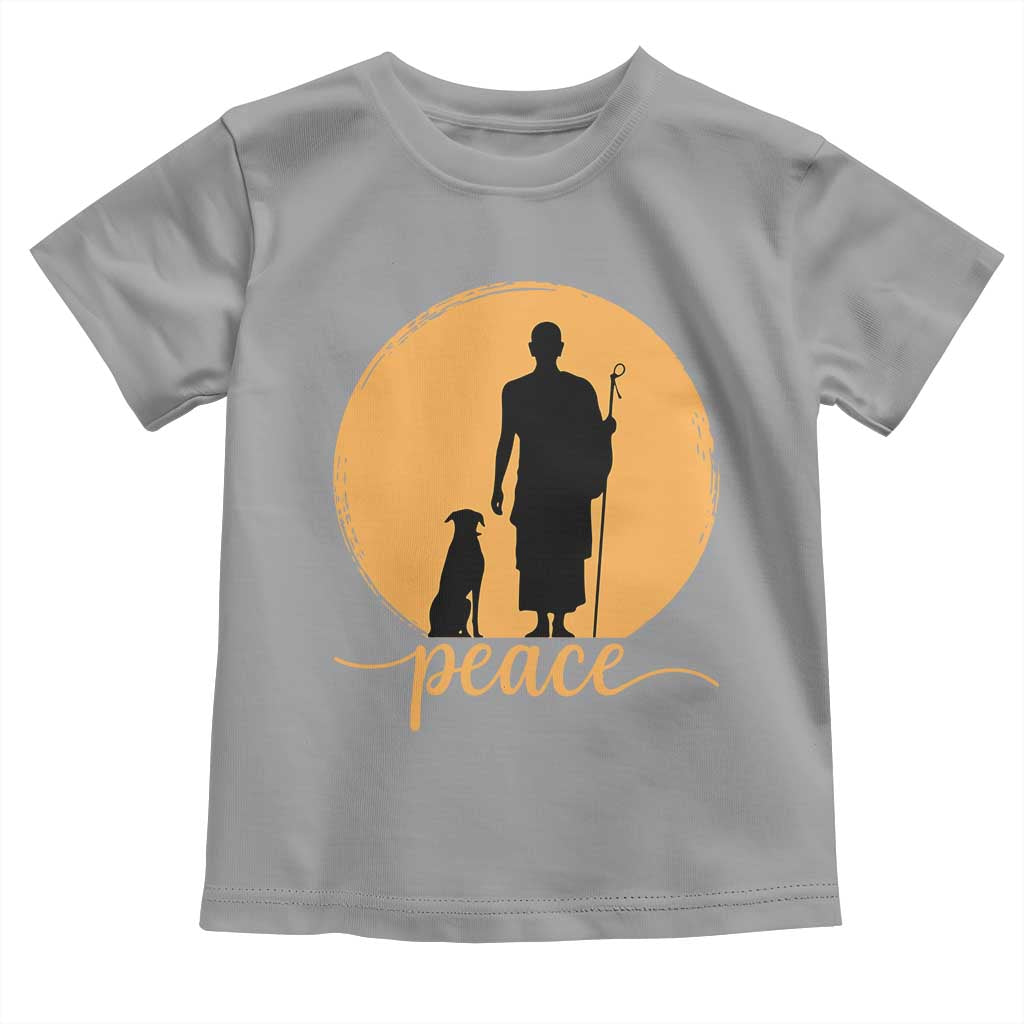 Monk and Dog Silhouette Peace Toddler T Shirt Spiritual Walk for Peace Sunset TS02 Sport Gray Print Your Wear