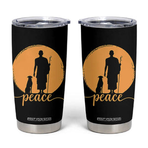 Monk and Dog Silhouette Peace Tumbler Cup Spiritual Walk for Peace Sunset TS02 Black Print Your Wear