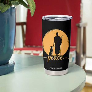 Monk and Dog Silhouette Peace Tumbler Cup Spiritual Walk for Peace Sunset TS02 Print Your Wear
