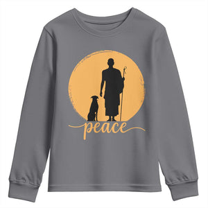 Monk and Dog Silhouette Peace Youth Sweatshirt Spiritual Walk for Peace Sunset TS02 Charcoal Print Your Wear