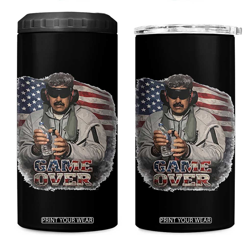 Game Over Maduro Dictator 4 in 1 Can Cooler Tumbler Political Justice American Flag Politics Satire TS02 One Size: 16 oz Black Print Your Wear