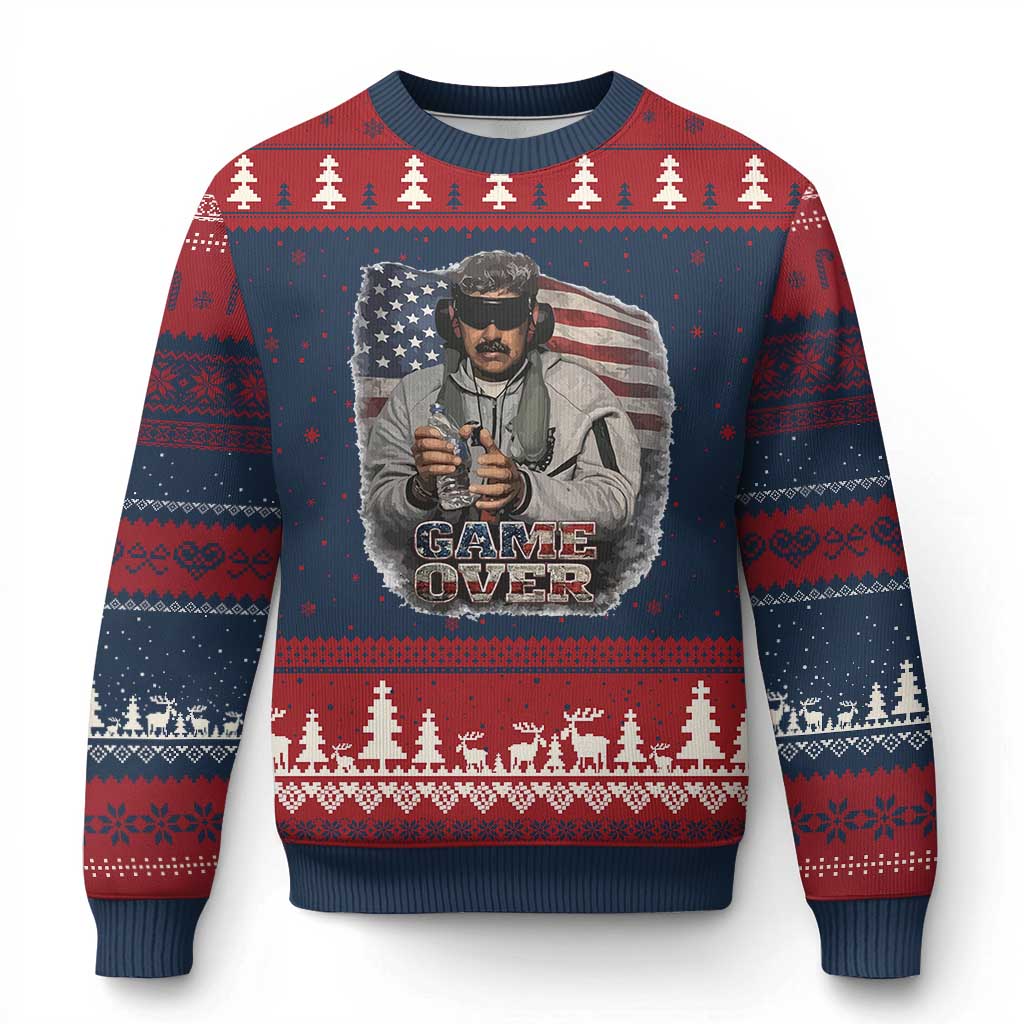 Game Over Maduro Dictator Ugly Christmas Sweater Political Justice American Flag Politics Satire - Print Your Wear