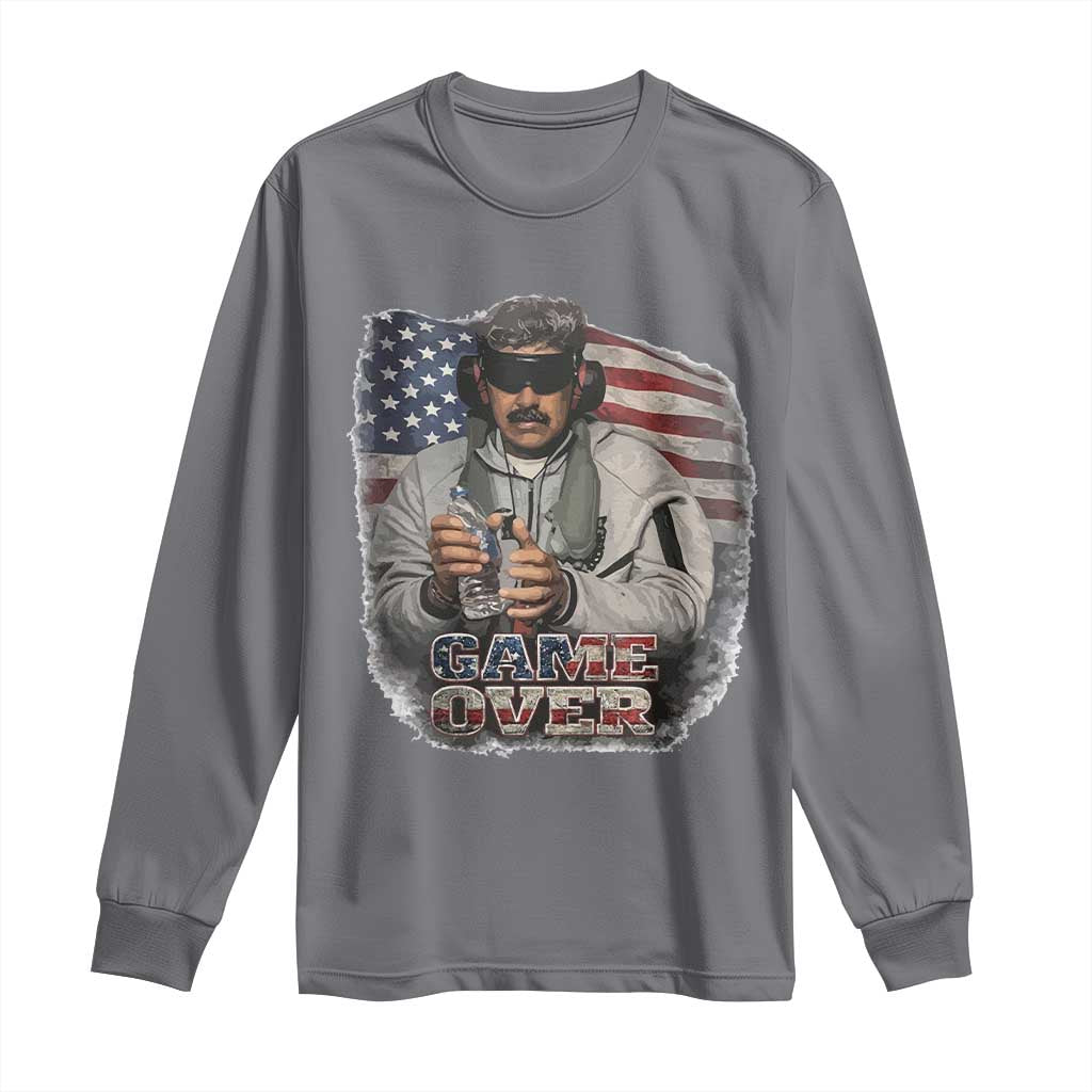 Game Over Maduro Dictator Long Sleeve Shirt Political Justice American Flag Politics Satire TS02 Charcoal Print Your Wear