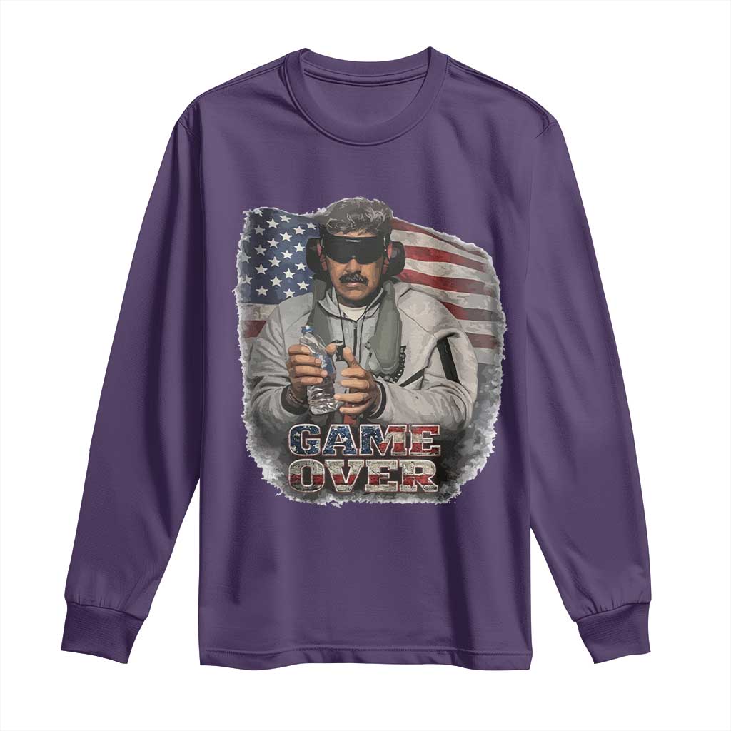 Game Over Maduro Dictator Long Sleeve Shirt Political Justice American Flag Politics Satire TS02 Purple Print Your Wear