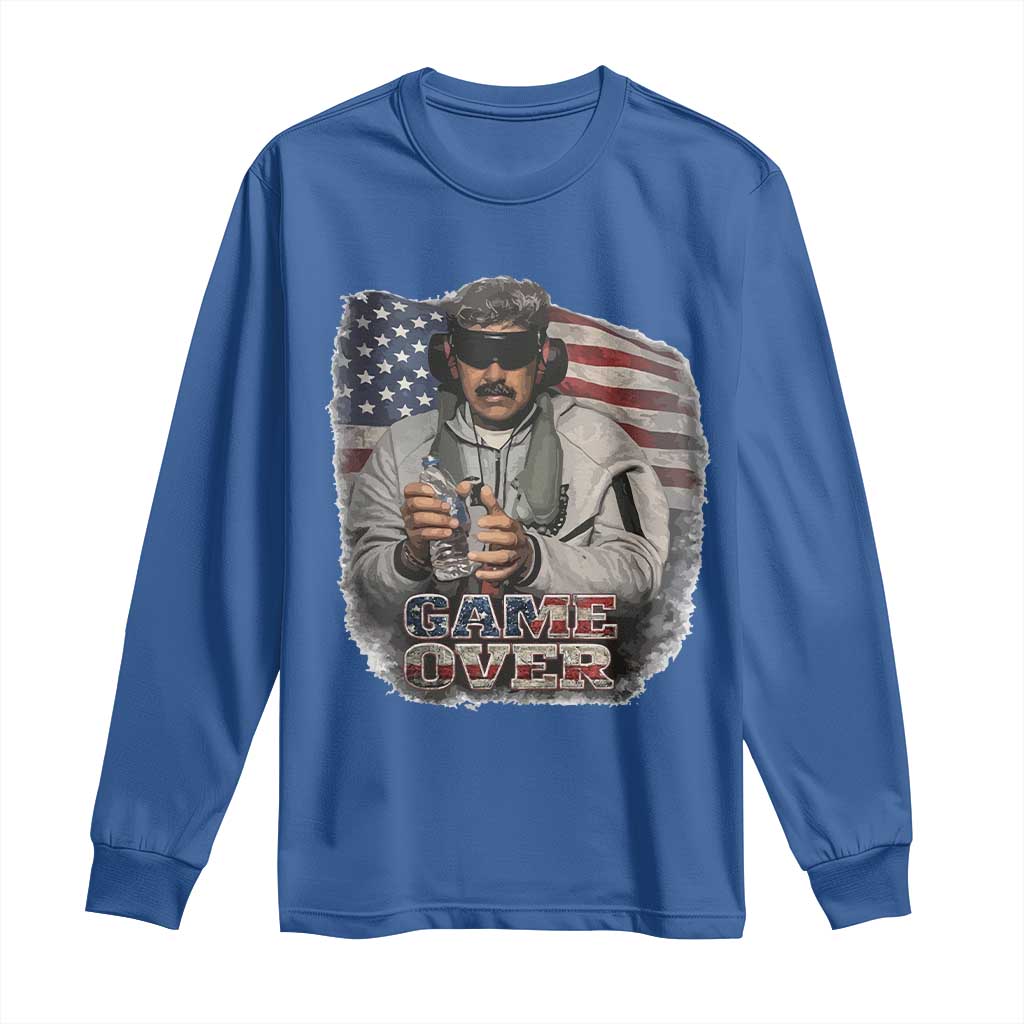 Game Over Maduro Dictator Long Sleeve Shirt Political Justice American Flag Politics Satire TS02 Royal Blue Print Your Wear
