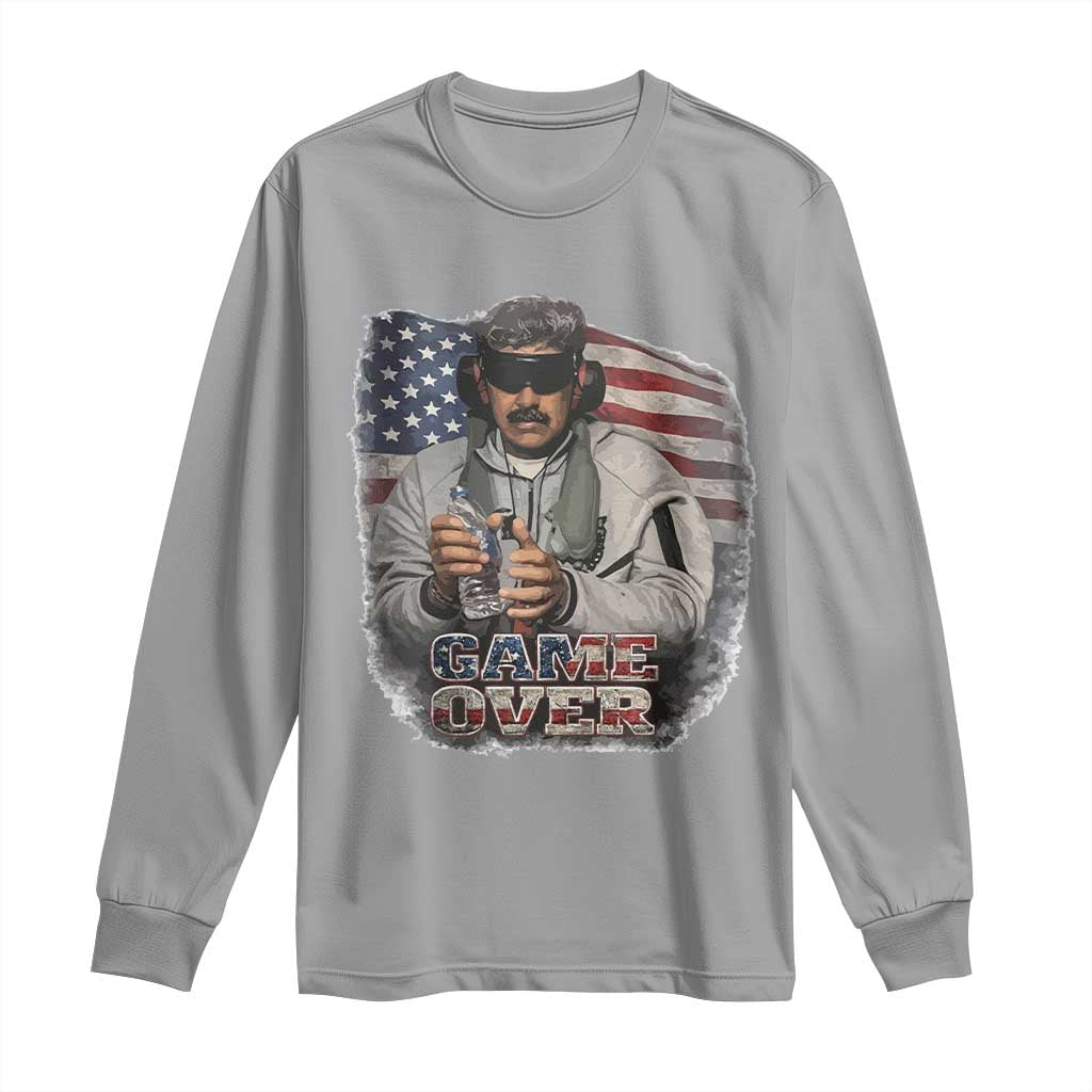 Game Over Maduro Dictator Long Sleeve Shirt Political Justice American Flag Politics Satire TS02 Sport Gray Print Your Wear