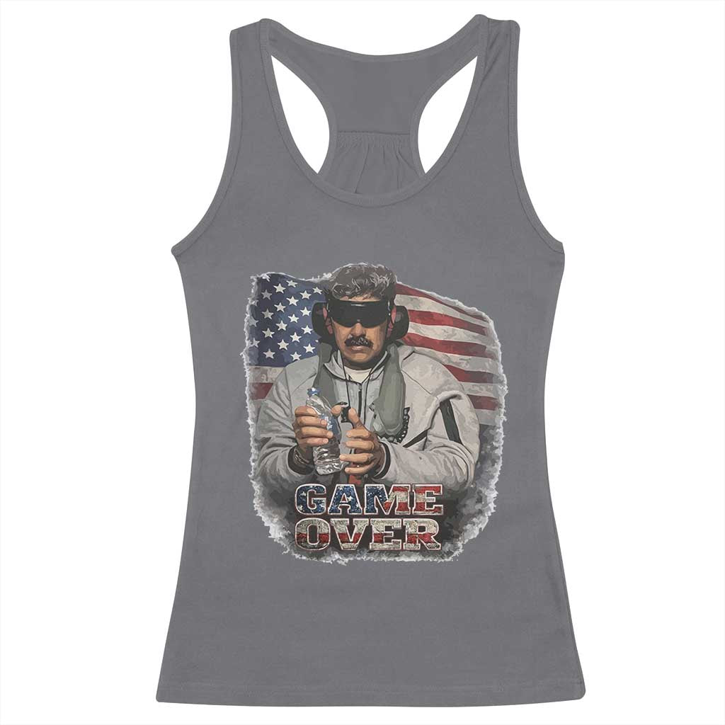 Game Over Maduro Dictator Racerback Tank Top Political Justice American Flag Politics Satire TS02 Charcoal Print Your Wear