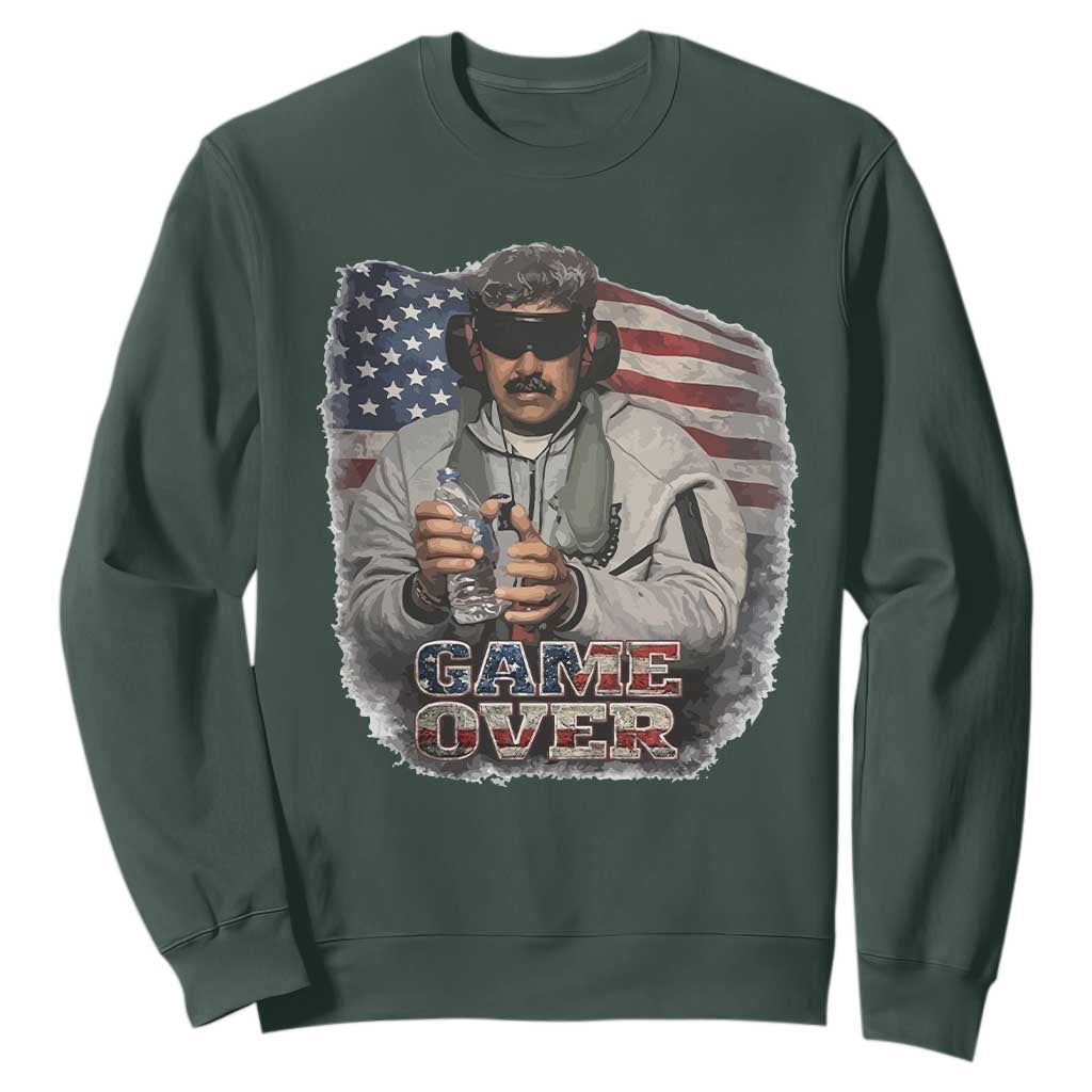 Game Over Maduro Dictator Sweatshirt Political Justice American Flag Politics Satire TS02 Dark Forest Green Print Your Wear