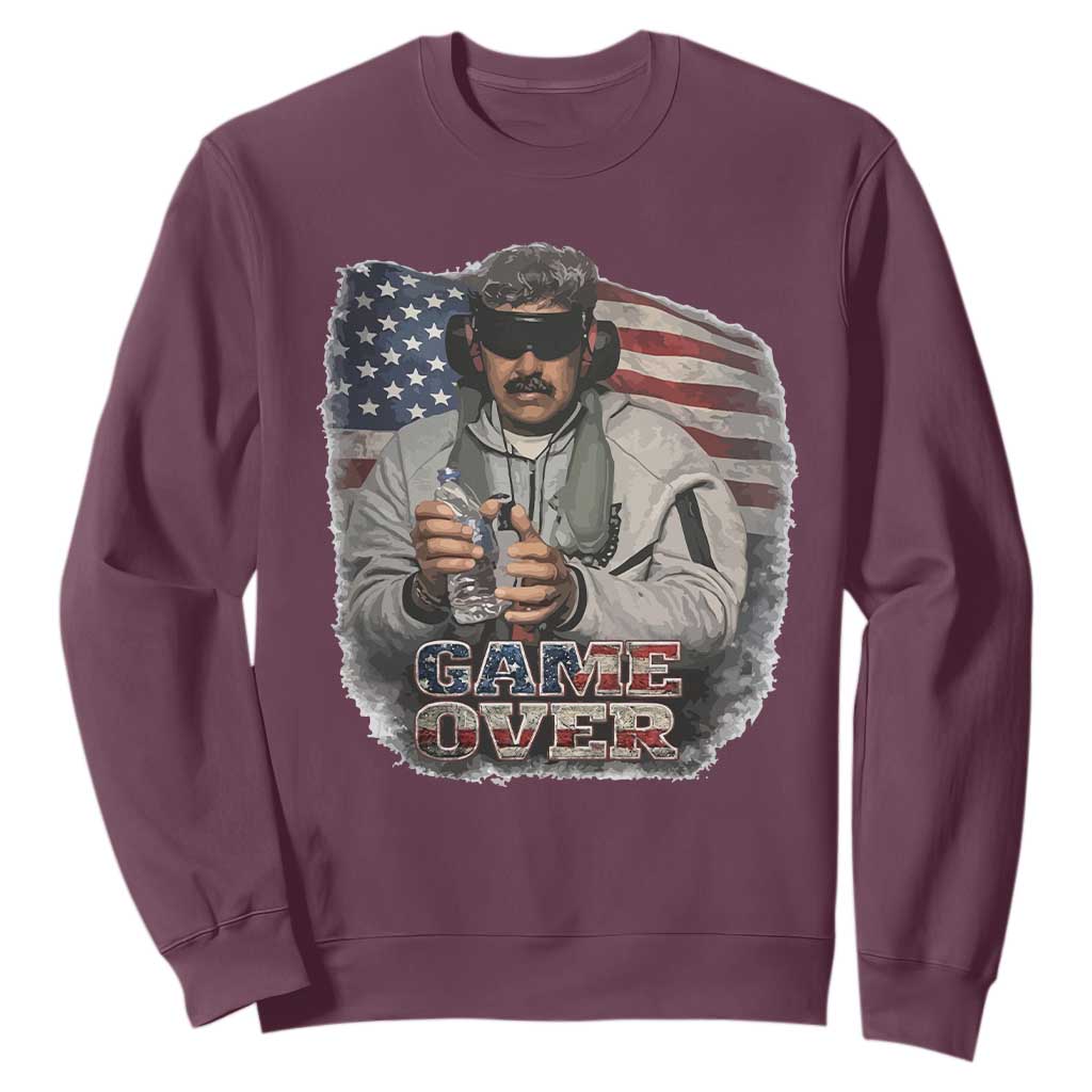 Game Over Maduro Dictator Sweatshirt Political Justice American Flag Politics Satire TS02 Maroon Print Your Wear