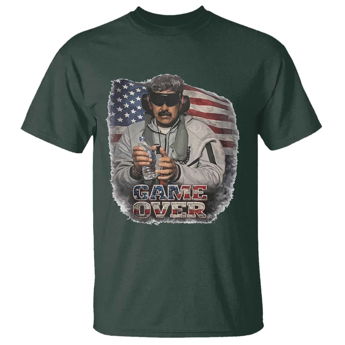 Game Over Maduro Dictator T Shirt Political Justice American Flag Politics Satire TS02 Dark Forest Green Print Your Wear