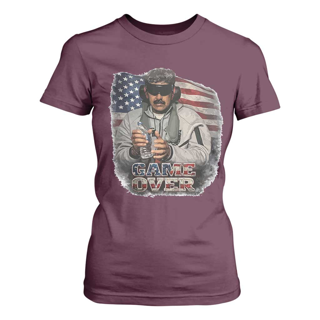 Game Over Maduro Dictator T Shirt For Women Political Justice American Flag Politics Satire TS02 Maroon Print Your Wear