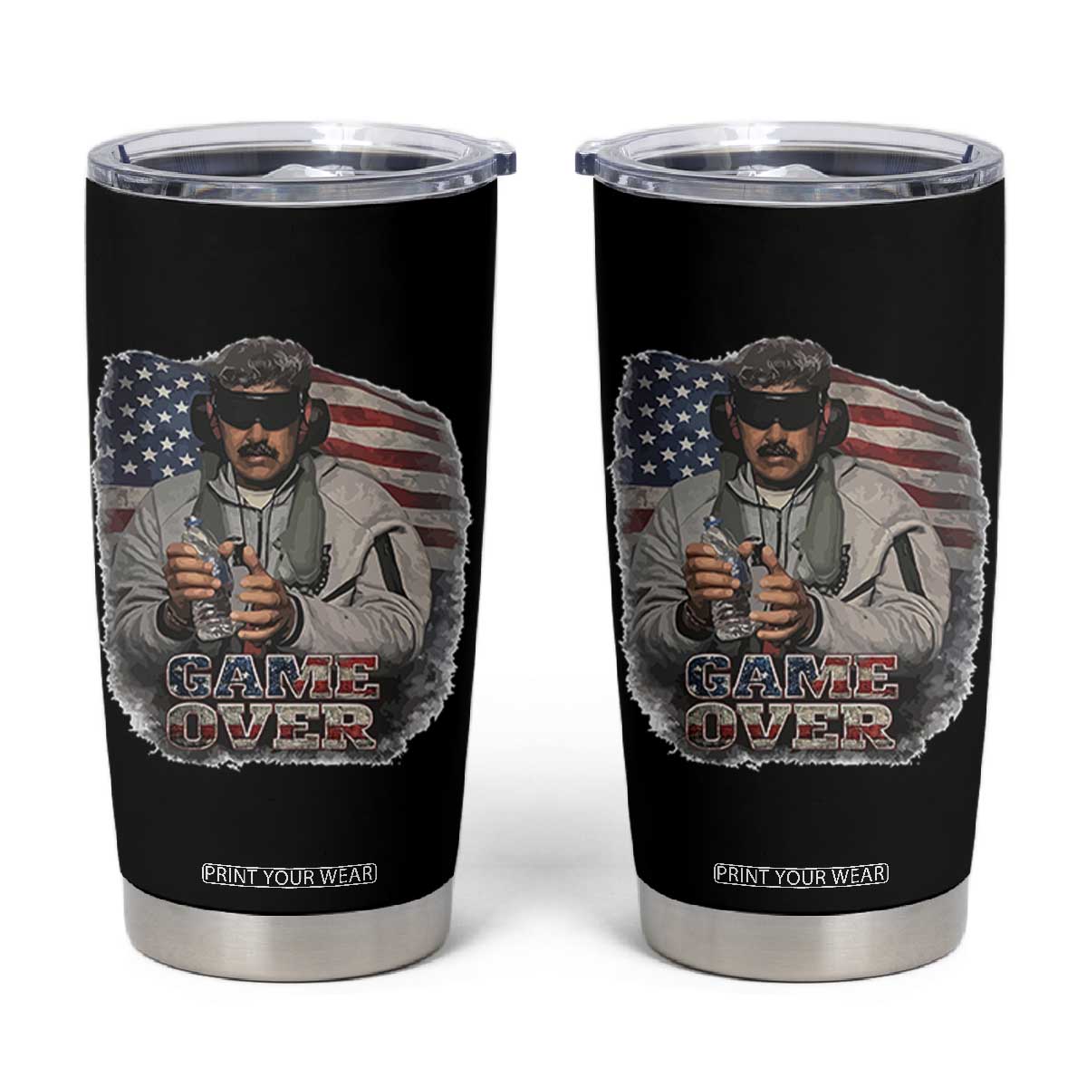 Game Over Maduro Dictator Tumbler Cup Political Justice American Flag Politics Satire TS02 Black Print Your Wear