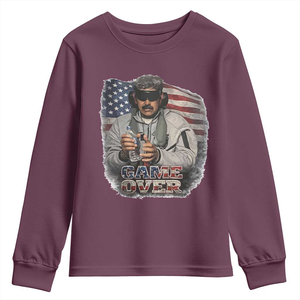 Game Over Maduro Dictator Youth Sweatshirt Political Justice American Flag Politics Satire TS02 Maroon Print Your Wear