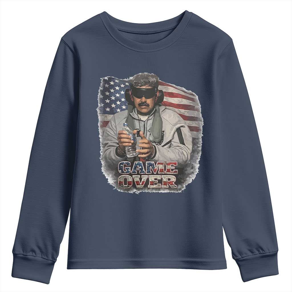 Game Over Maduro Dictator Youth Sweatshirt Political Justice American Flag Politics Satire TS02 Navy Print Your Wear