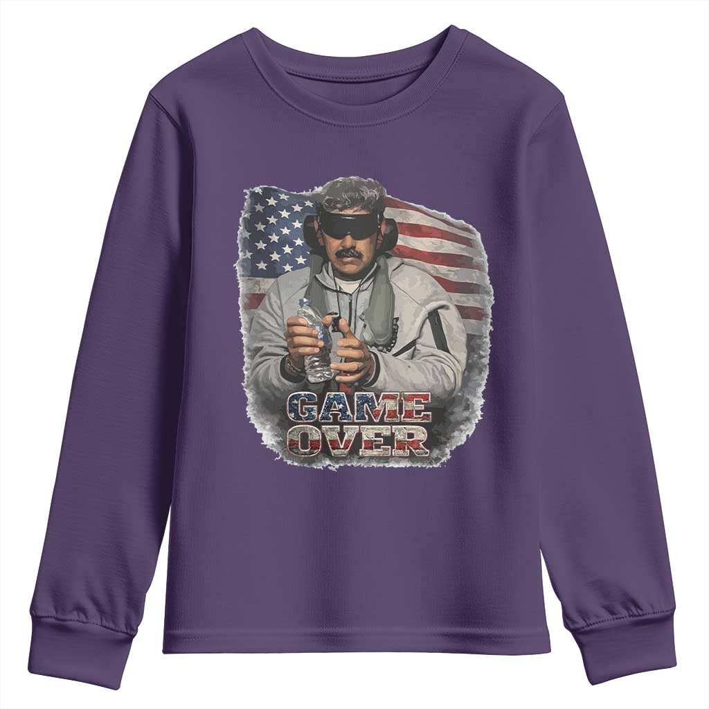 Game Over Maduro Dictator Youth Sweatshirt Political Justice American Flag Politics Satire TS02 Purple Print Your Wear