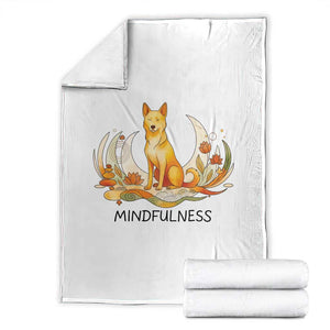 Mindful Aloka the Dog Mindfulness Throw Blanket Zen Lotus Spiritual Calm TS02 White Print Your Wear