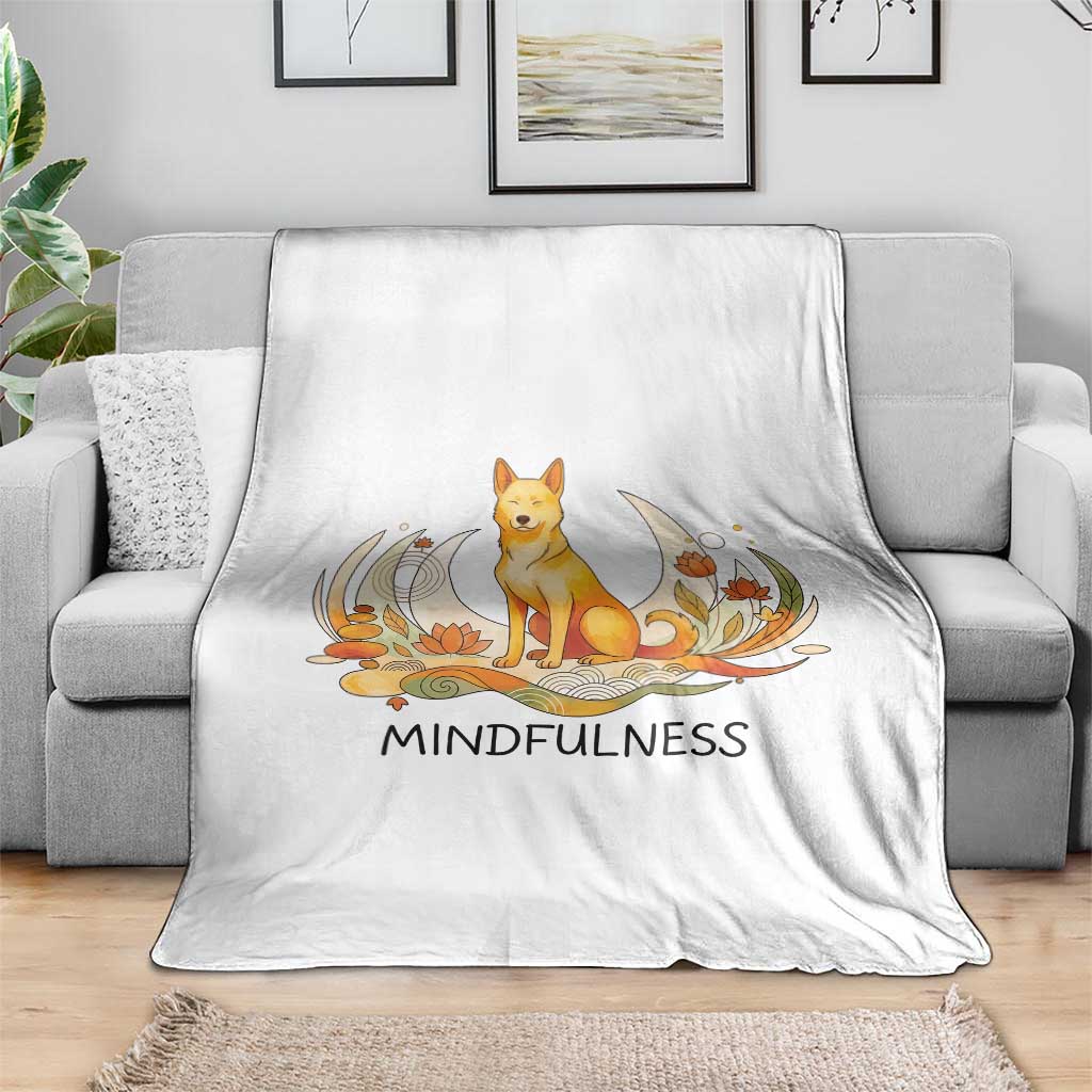 Mindful Aloka the Dog Mindfulness Throw Blanket Zen Lotus Spiritual Calm TS02 Print Your Wear