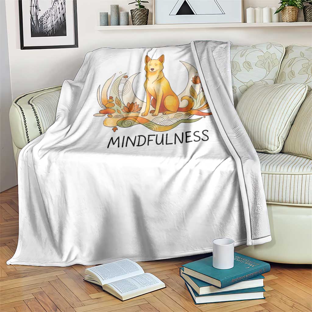 Mindful Aloka the Dog Mindfulness Throw Blanket Zen Lotus Spiritual Calm TS02 Print Your Wear